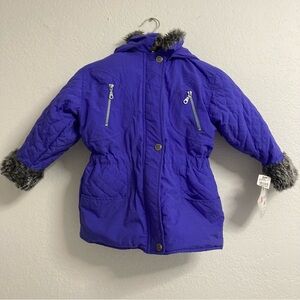 NWT Braetan Girls Lilac Purple Winter Coat Faux Fur Size M 5/6 Puffer Jacket